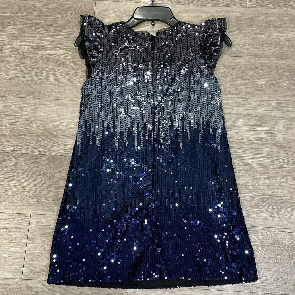 Gap Kids Dress Sequin Girls M Blue Glitter Holiday‎ Wedding Birthday Day Party